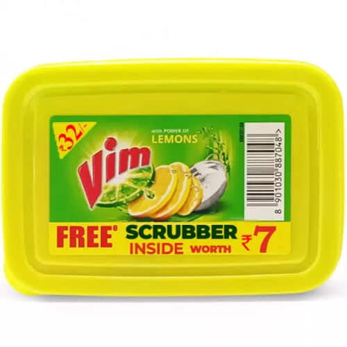 Vim Lemons Dishwash Bar with Scrubber 240 g