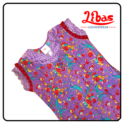 Violet based floral printed alphine sleevless nighty from libas loungewear-SL036