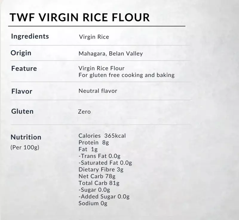 Virgin Rice Flour (Gluten Free) 1 Kg - TWF