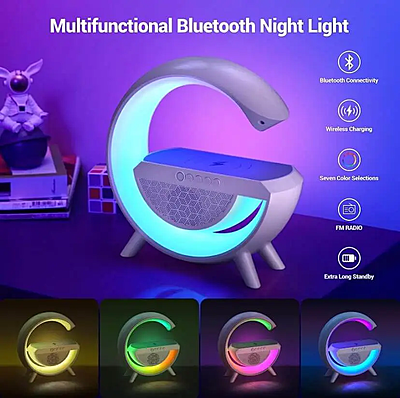 RGB Night mood LED Lamp Bluetooth Speaker with Wireless Charger Pack of 1 RGB Night mood LED Lamp Bluetooth Speaker with Wireless Charger Pack of 1