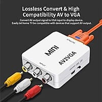AV to VGA Converter Box AV RCA to VGA Video with Audio to PC HDTV Converter (White) AV to VGA Converter Box AV RCA to VGA Video with Audio to PC HDTV Converter (White)
