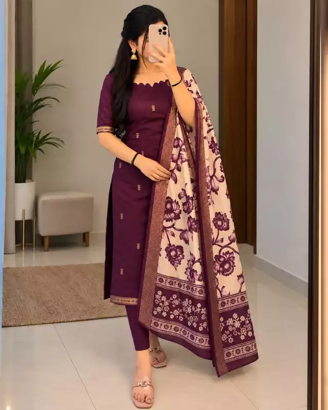 Nandini Mangalagiri Silk Cotton Top and Kalamkari Dupatta