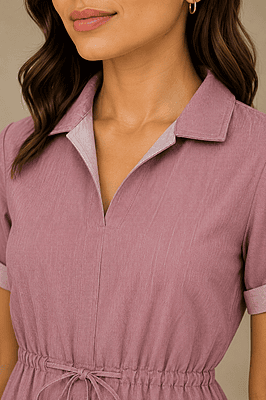 Blush Rose Cotton Denim A-Line Dress
