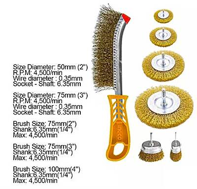 INGCO 7 Pcs Wire Brush Set WB10071 INGCO 7 Pcs Wire Brush Set WB10071