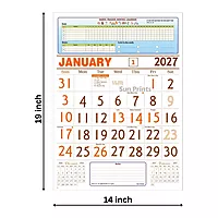 English Monthly Wall Calendar 2027, Habit Tracker, 6 Sheeter, 100GSM Art Paper, Medium (14x19 inch), Design No. 01