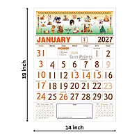 English Monthly Wall Calendar 2027, Indian Festival Theme, 6 Sheeter, 100GSM Art Paper, Medium (14x19 inch), Design No. 01