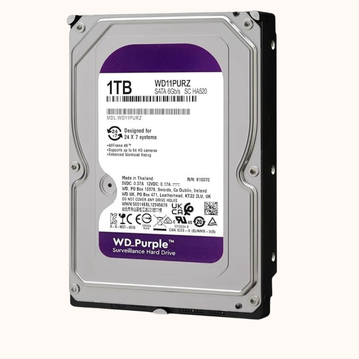 WD 1TB Surveillance Hard Drive (WD11PURZ)