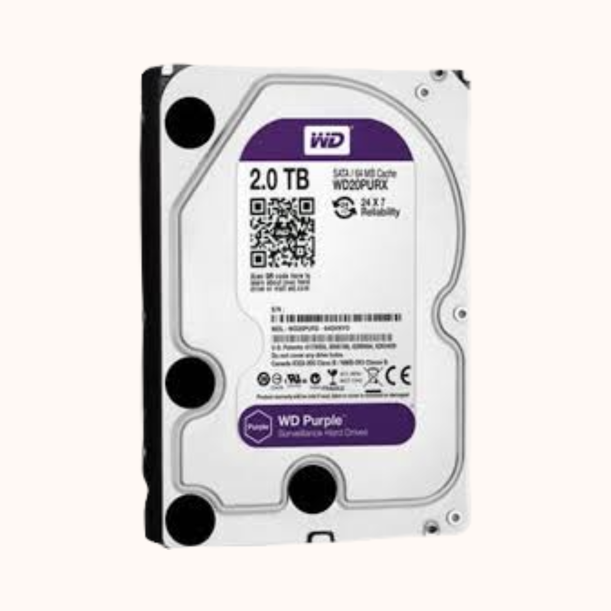 WD Purple 2TB  Hard Disk Drive((WD20PURX)