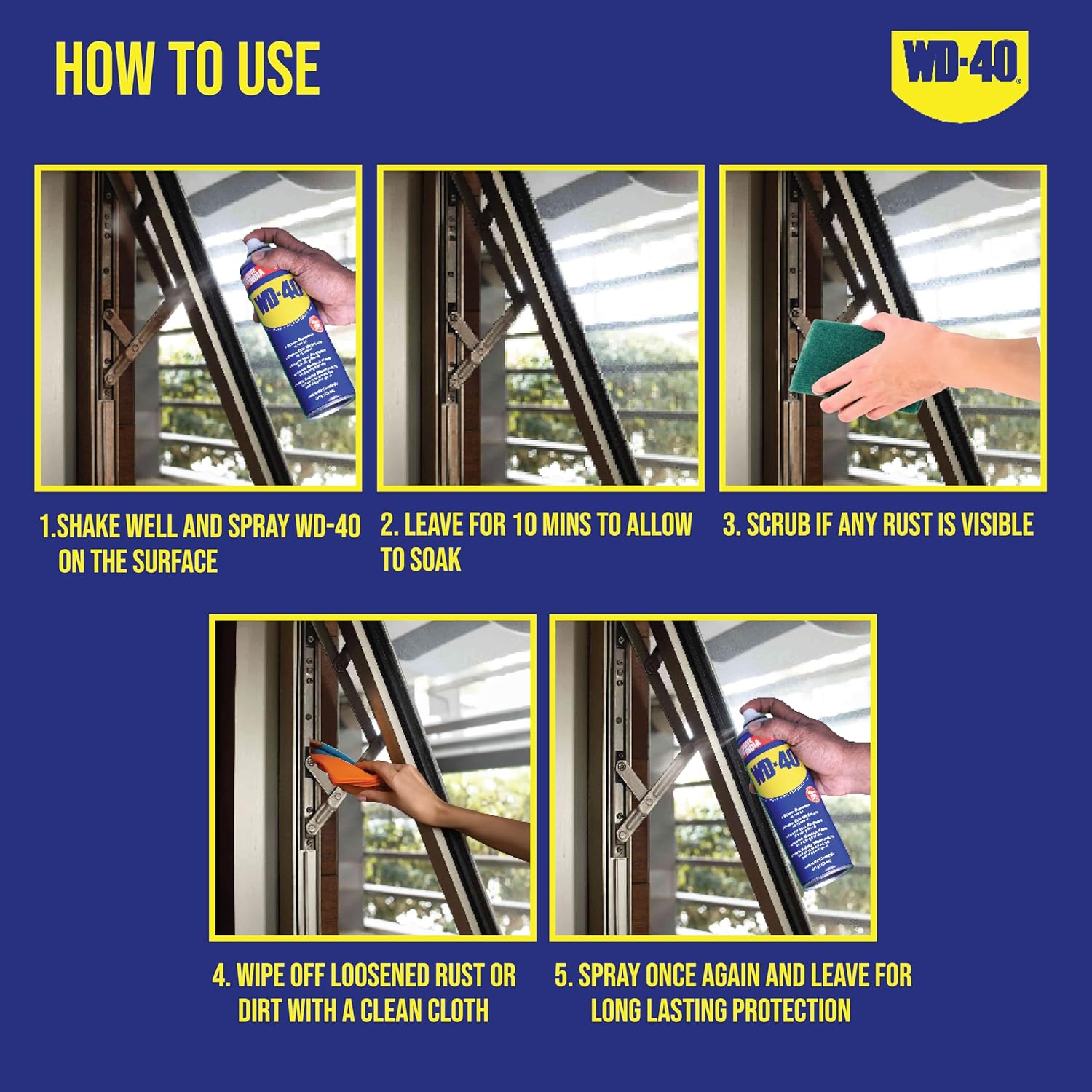 Multipurpose Spray WD-40, Lubricant, Rust Remover, Cleans Bike Chains, Squeak Noise Remover, Stain Remover, and Cleaning Agent, 344.4g Multipurpose Spray WD-40, Lubricant, Rust Remover, Cleans Bike Chains, Squeak Noise Remover, Stain Remover, and Cleaning Agent, 344.4g