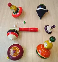 Channapatna Wooden Spinning Tops Toy Set of 6