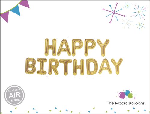 Happy Birthday Foil Balloons( gold pack)