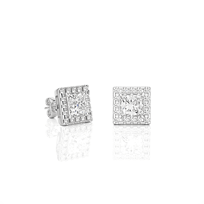 Tara Crown Glow – Halo Diamond Studs