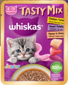 Whiskas Tasty Mix Chicken Tuna Sweet Potato in Gravy Junior Kitten Wet food
