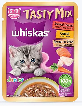 Whiskas Seafood Cocktail Carrot in Gravy Junior Kitten Wet Food