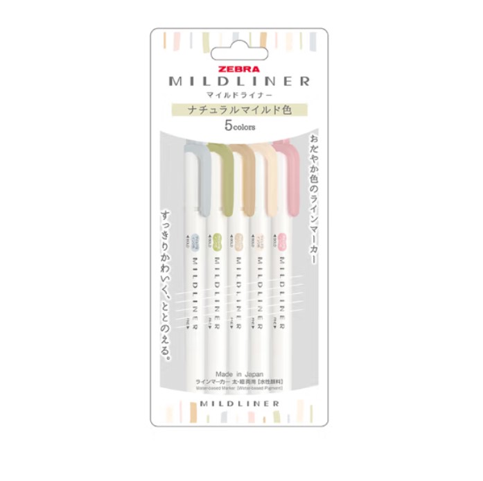 Zebra Mildliner 5 Color Set WKT7-5C-NTC