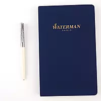 Waterman Gift Set - Allure Deluxe White Ball Pen with Waterman Blue Notebook