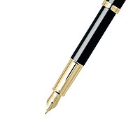 Sheaffer 100 9322 Glossy Black Lacquer with Gold-Plated Trim Fountain Pen – Fine Nib