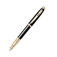 Sheaffer 100 9322 Glossy Black Lacquer with Gold-Plated Trim Fountain Pen – Medium Nib