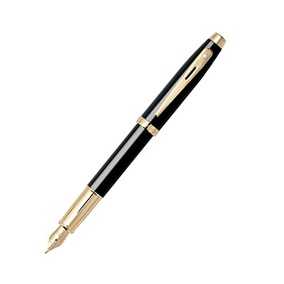 Sheaffer 100 9322 Glossy Black Lacquer with Gold-Plated Trim Fountain Pen – Medium Nib Sheaffer 100 9322 Glossy Black Lacquer with Gold-Plated Trim Fountain Pen – Medium Nib