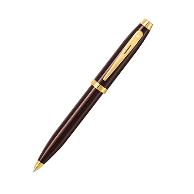 Sheaffer 100 9370 Glossy Coffee Brown with PVD Gold-Tone Trim Ballpoint Pen