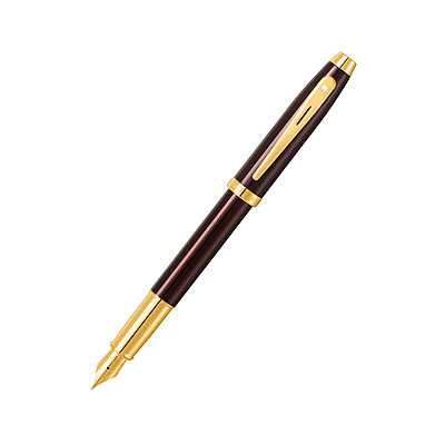 Sheaffer 100 9370 Glossy Coffee Brown with PVD Gold-Tone Trim Fountain Pen – Medium Nib Sheaffer 100 9370 Glossy Coffee Brown with PVD Gold-Tone Trim Fountain Pen – Medium Nib
