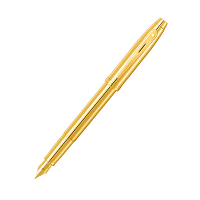 Sheaffer 100 9372 Glossy PVD Gold with PVD Gold Trim Fountain Pen – Medium Nib