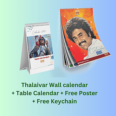 Thalaivar Wall Calendar + Only Table Calendar Combo (with FREE Poster + FREE Keychain) Thalaivar Wall Calendar + Only Table Calendar Combo (with FREE Poster + FREE Keychain)