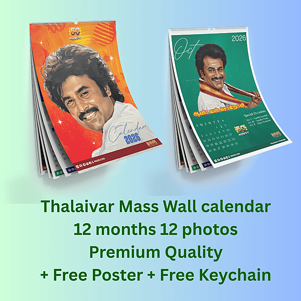 Thalaivar Mass Wall Calendar 2026 + Free Poster + Free Keychain