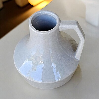 Soft Brown Ceramic Vase with Unique Shape and Handle