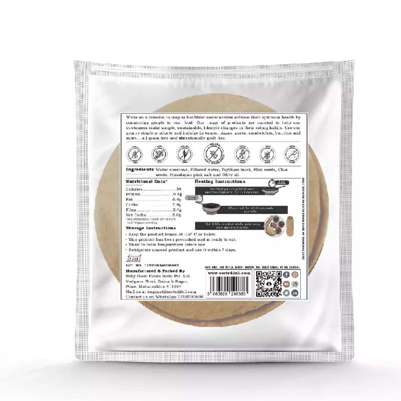 Water Chestnut Roti (Pack Of 5) | 5 Gms Net Carbs