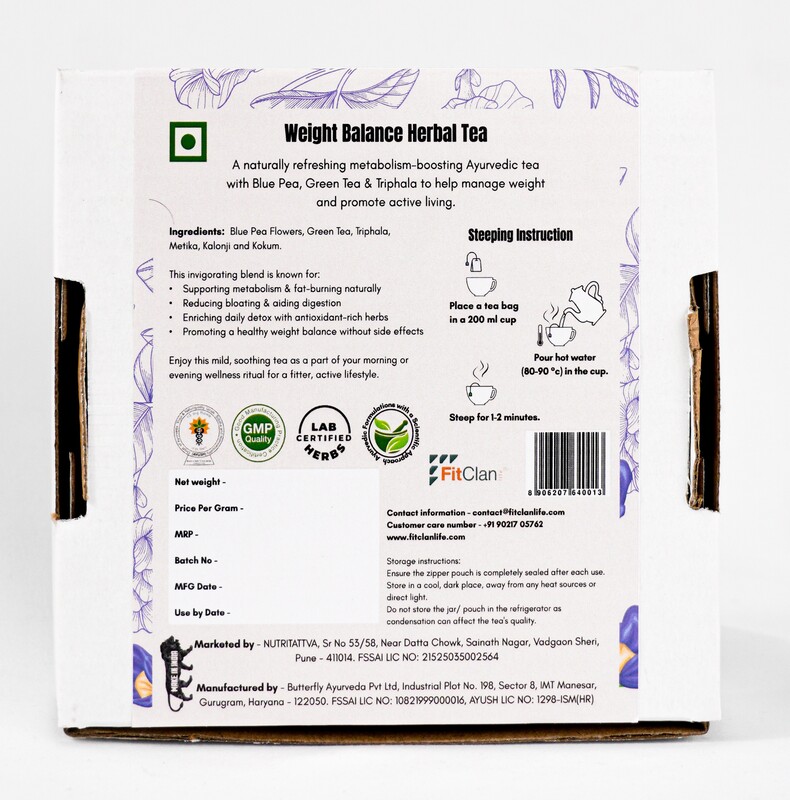 Weight Balance Herbal Tea | Ayurvedic Slimming Tea with Green Tea, Blue Pea & Triphala