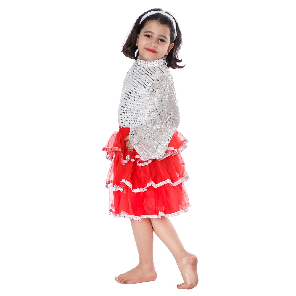 Western Dance Costume Red & Silver Western Dance Costume Red & Silver