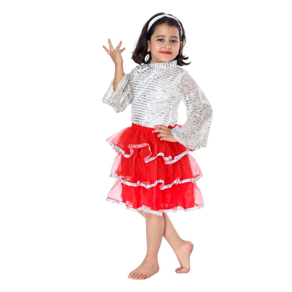 Western Dance Costume Red & Silver