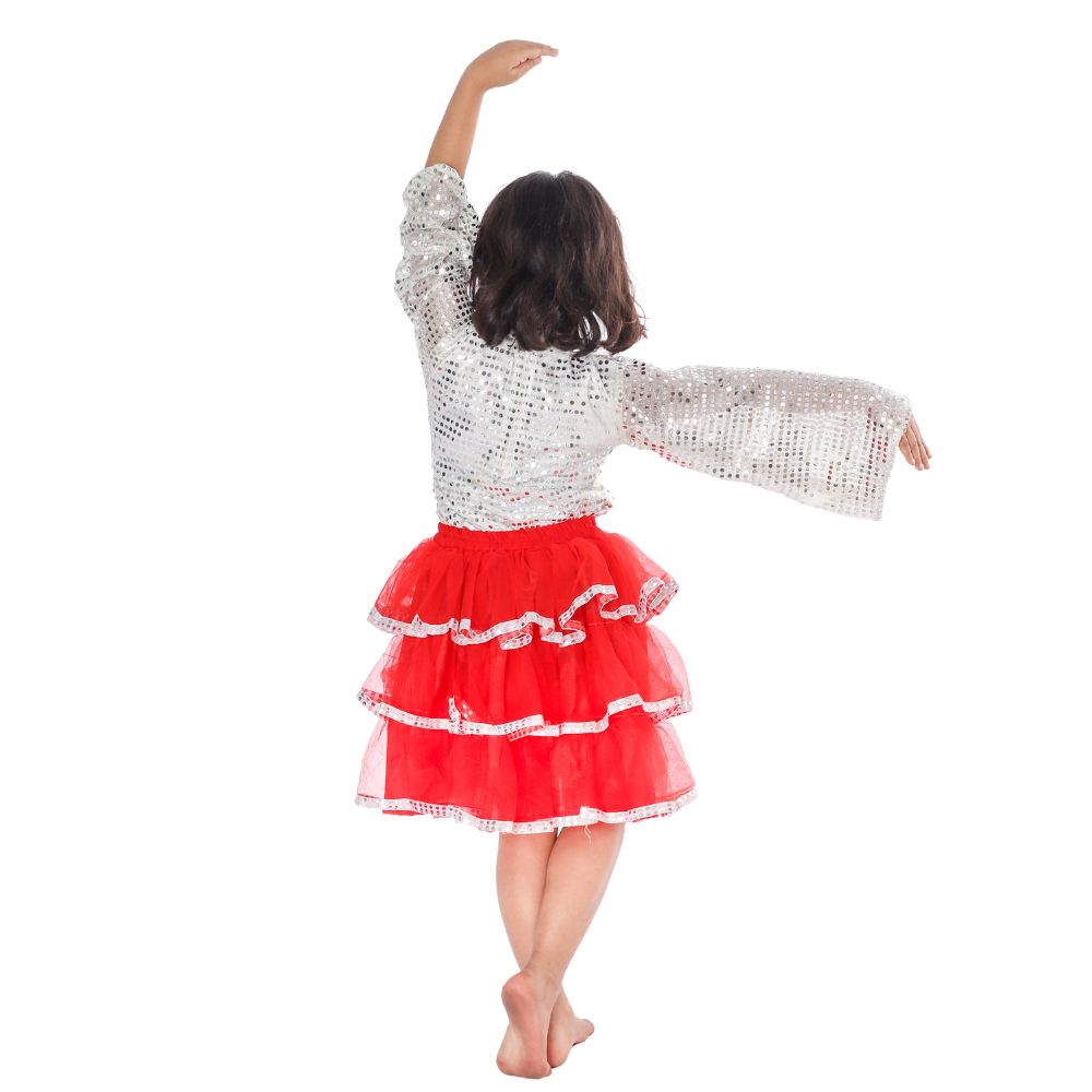 Western Dance Costume Red & Silver Western Dance Costume Red & Silver