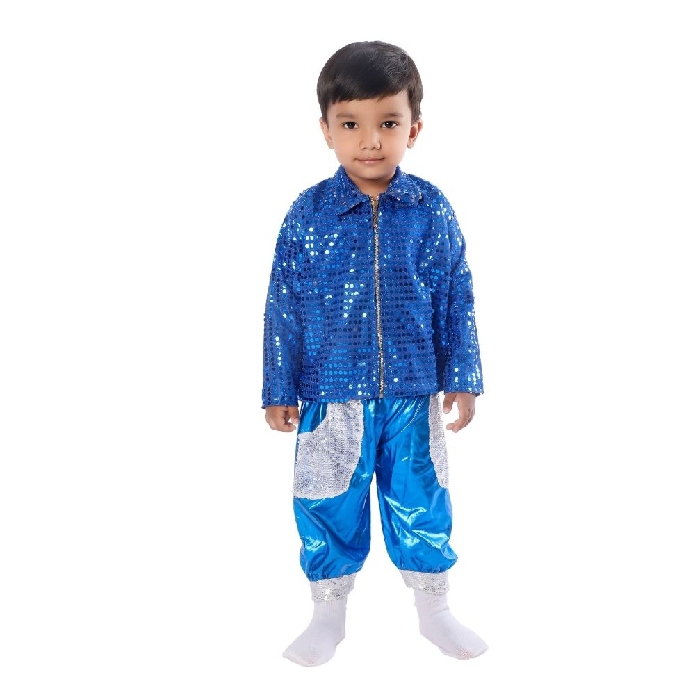 Western Dance Fancy Dress Blue & Silver