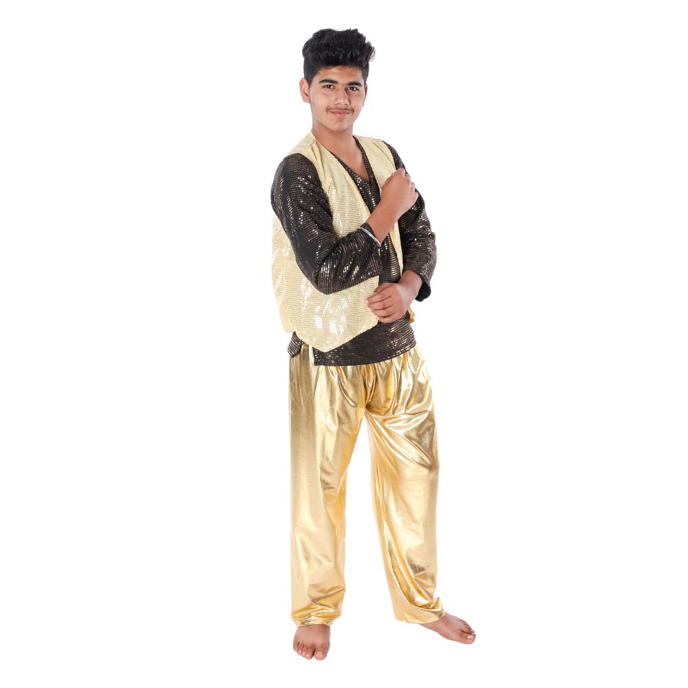 Western Dance Fancy Dress in Black & Golden
