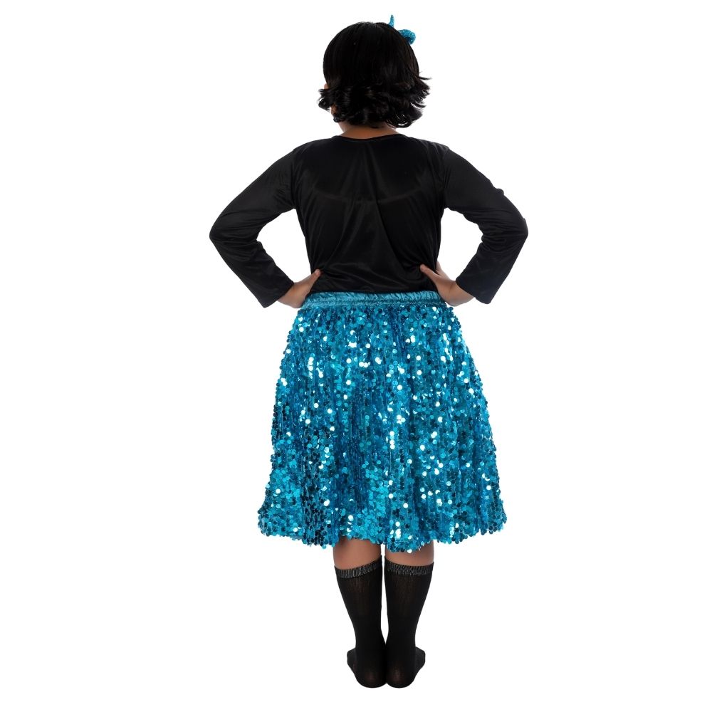 Western Dance Fancy Dress Skirt Top In Black & Firozi Western Dance Fancy Dress Skirt Top In Black & Firozi