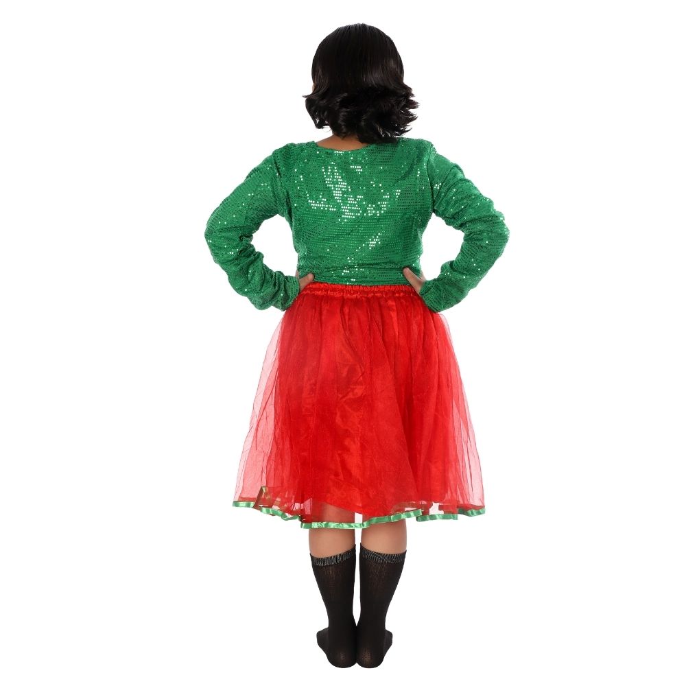 Western Dance Fancy Dress Skirt-Top In Green & Red Western Dance Fancy Dress Skirt-Top In Green & Red