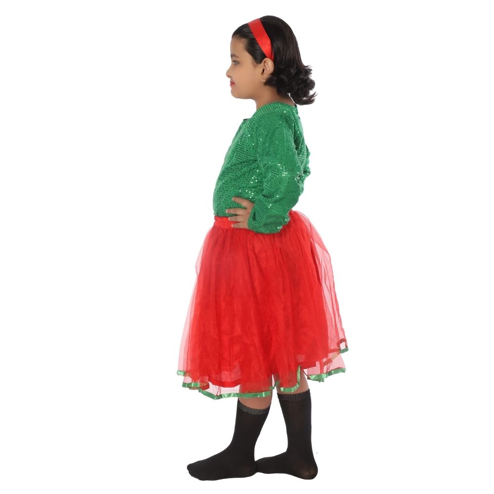 Western Dance Fancy Dress Skirt-Top In Green & Red Western Dance Fancy Dress Skirt-Top In Green & Red