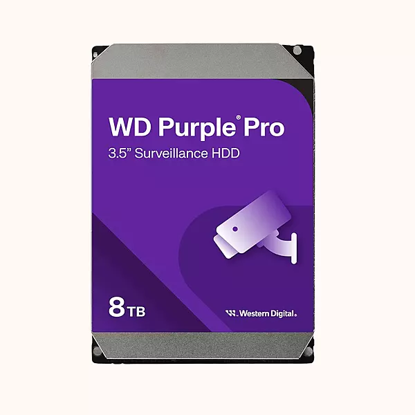 Western Digital 8TB Purple Pro Surveillance HDD, SATA 6 Gb/s, 256MB Cache, 3.5", WD8002PURP