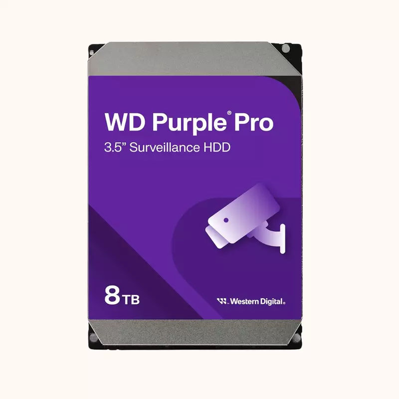 Western Digital 8TB Purple Pro Surveillance HDD, SATA 6 Gb/s, 256MB Cache, 3.5", WD8002PURP