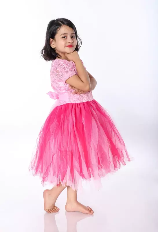 Western Dance Frock Fancy Dress Costume Pink For Girls