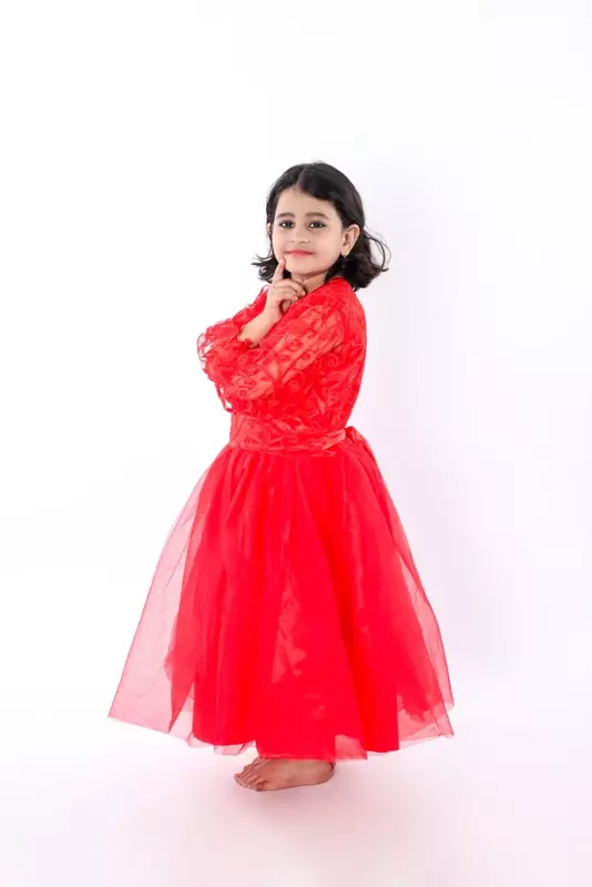 Western Frock Fancy Dress Costume Red For Girls