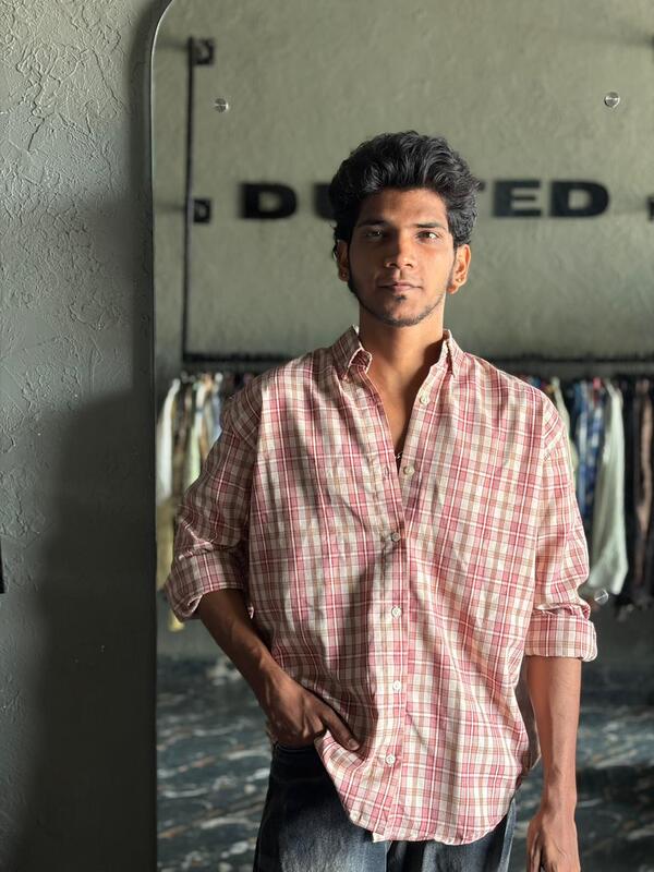 Rose beige check shirt