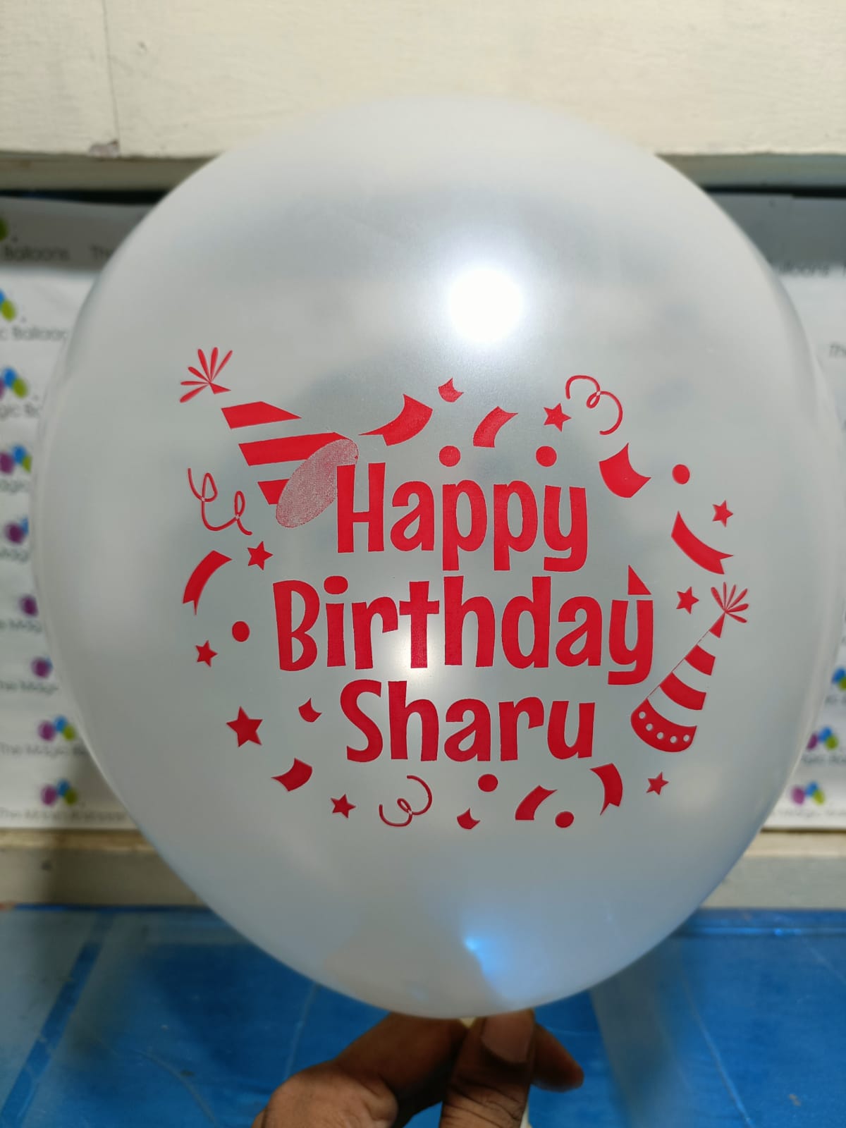 The Magic Balloons store - Personalized Name Printed Birthday Party Balloons with Birthday Boy/Girl Name( pack of 100)-Multicolored