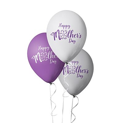 The Magic Balloon- Show Mom Your Love: Happy Mother's Day Combo Kit with 20 Printed Balloons and a Banner Pack of 21pcs