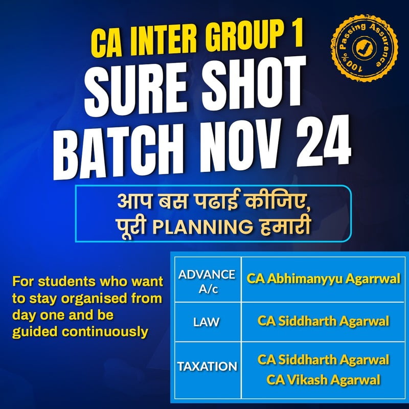 CA Inter Group 1 Sure Shot Batch For Nov 24 - By SJC Institute CA Inter Group 1 Sure Shot Batch For Nov 24 - By SJC Institute