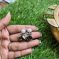 candy stone earings with pearl