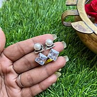 candy stone earings with pearl