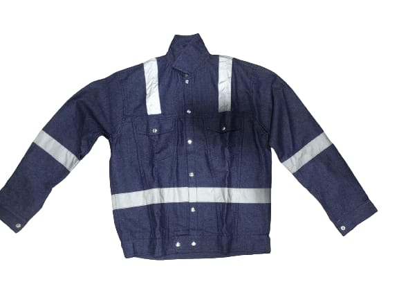 ISAFE Industrial Workwear Safety Waistcoat Jeans Jacket with Reflective Tape for Worker, Engineers, Supervisor